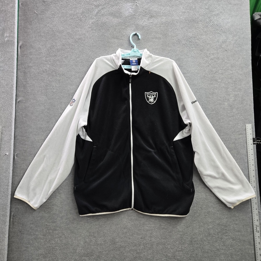 Las Vegas Raiders‎ Men Jacket XL Black Logo Embroidery Reebok Colorblock Fleece